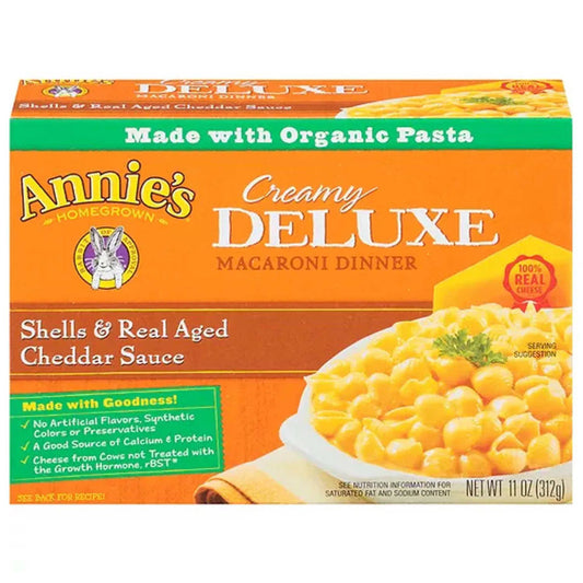 ANNIES HOMEGROW - Deluxe Rich & Creamy Shells & Aged Cheddar Mac and Cheese Sauce 11OZ ( Pack of 12)