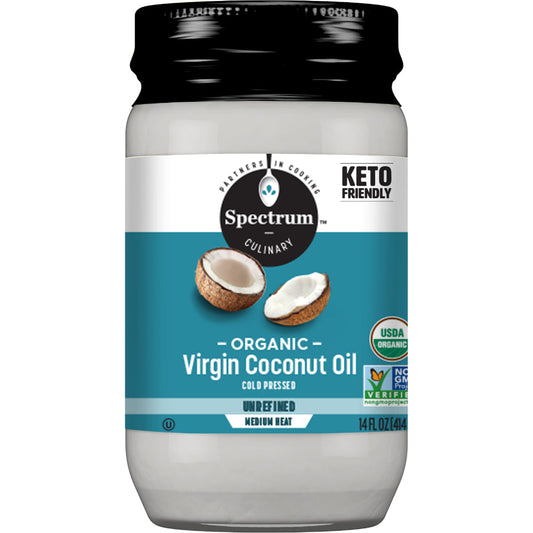 SPECTRUM NATURALS - Organic Virgin Coconut Oil Unrefined Medium Heat 14FO ( Pack of 6)