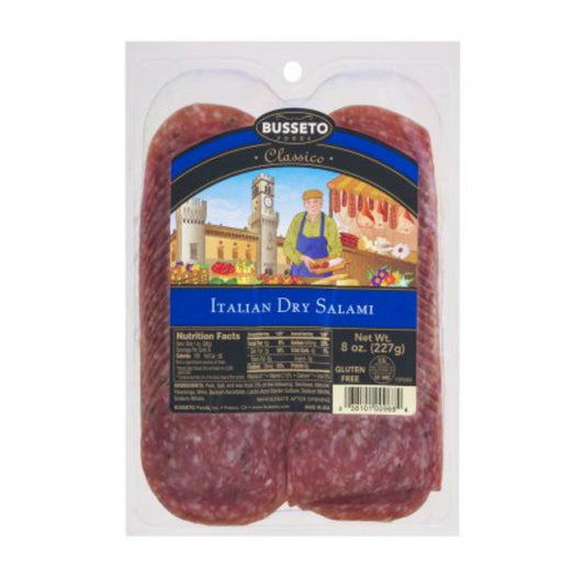 BUSSETO - Sliced Italian Dry Salami 8OZ ( Pack of 12)