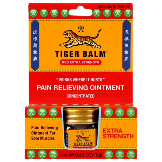 TIGER BALM - Red Extra Strength Pain Relieving Ointment 0.63OZ ( Pack of 6)