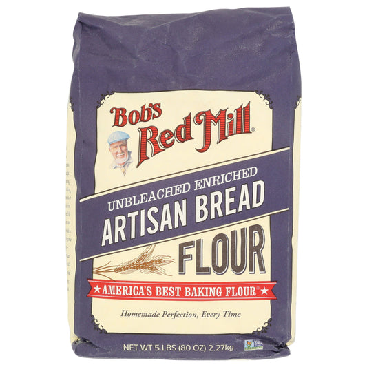 BOBS RED MILL - Unbleached Enriched Artisan Bread Flour 5LB ( Pack of 8)