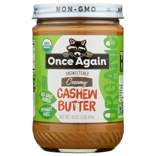 ONCE AGAIN - Organic Cashew Butter, Unsweetened 16OZ ( Pack of 6)
