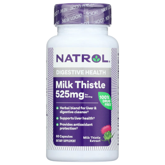 NATROL - Milk Thistle 525 Mg Digestive Health 60TB ( Pack of 1)