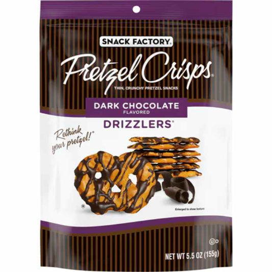 SNACK FACTORY - Dark Chocolate Dipped Pretzel Crisps 5.5OZ ( Pack of 12)