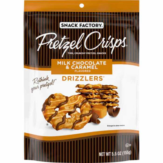 SNACK FACTORY - Milk Chocolate Caramel Pretzel Crisps 5.5OZ ( Pack of 12)