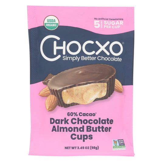 CHOCXO - Dark Chocolate Almond Butter Cups 3.45OZ ( Pack of 6)