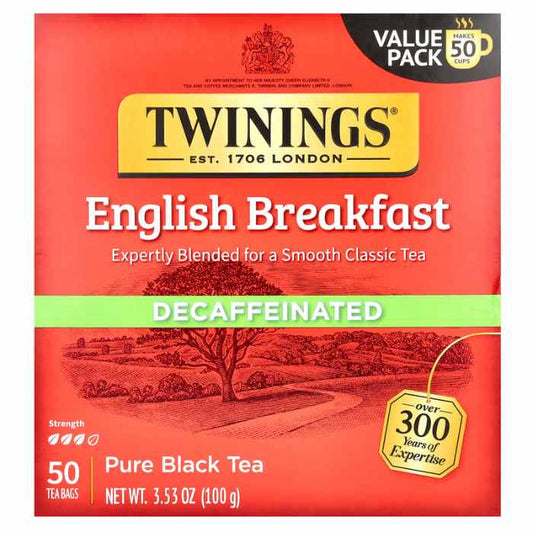 TWINING TEA - English Breakfast Decaf Tea 50BG ( Pack of 6)