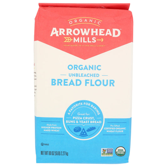ARROWHEAD MILLS - Unbleached Organic Bread Flour 5LB ( Pack of 8)