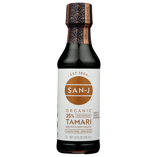SAN J - Organic 25% Less Sodium Tamari Soy Sauce 10OZ ( Pack of 6)