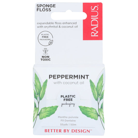 RADIUS - Peppermint with Coconut Oil Sponge Floss 1EA ( Pack of 6)