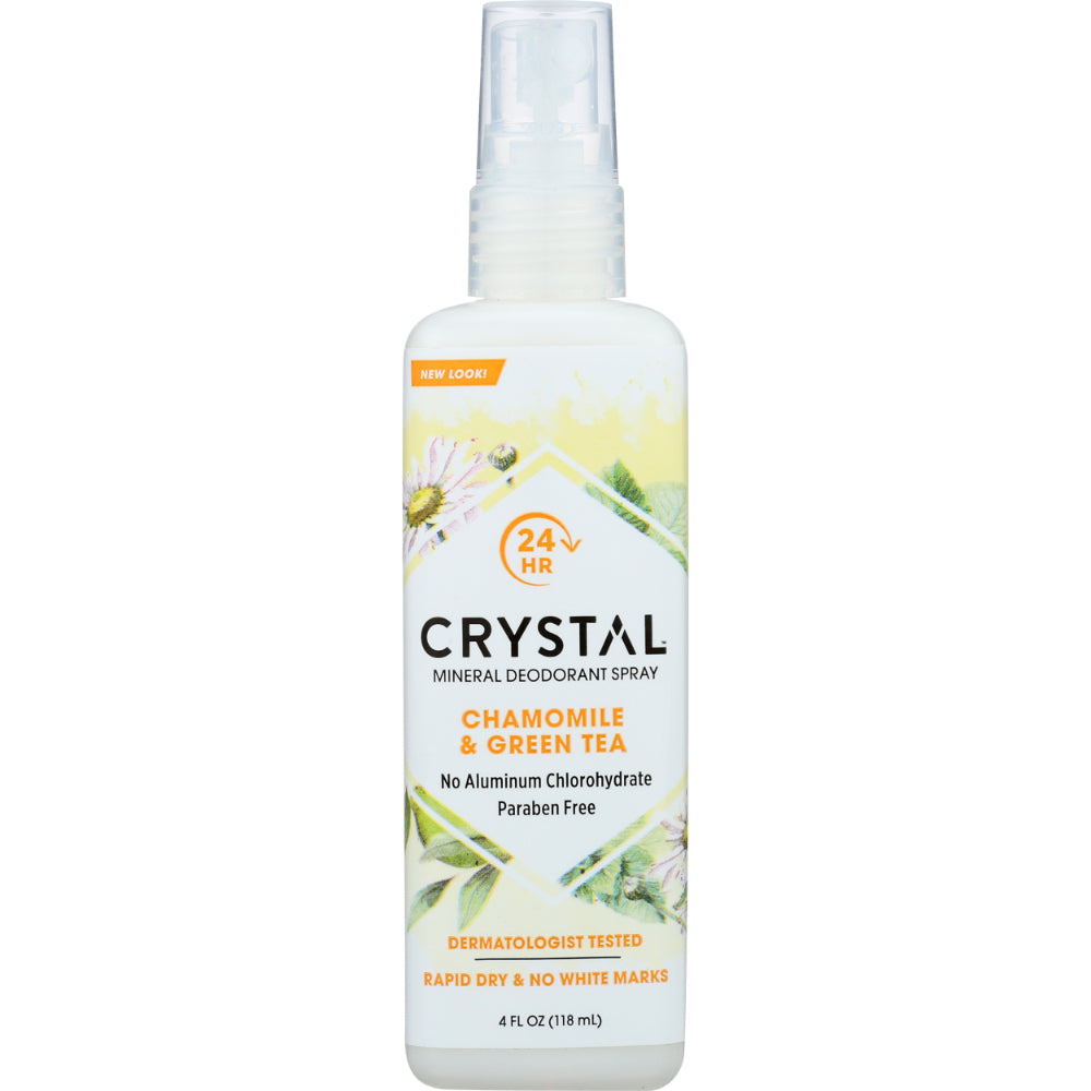 CRYSTAL BODY DE - Mineral Deodorant Spray, Chamomile & Green Tea 4OZ ( Pack of 3)