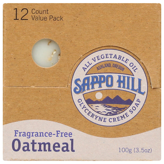 SAPPO SOAP - Fragrance Free Oatmeal Soap Bar 3.5OZ ( Pack of 12)