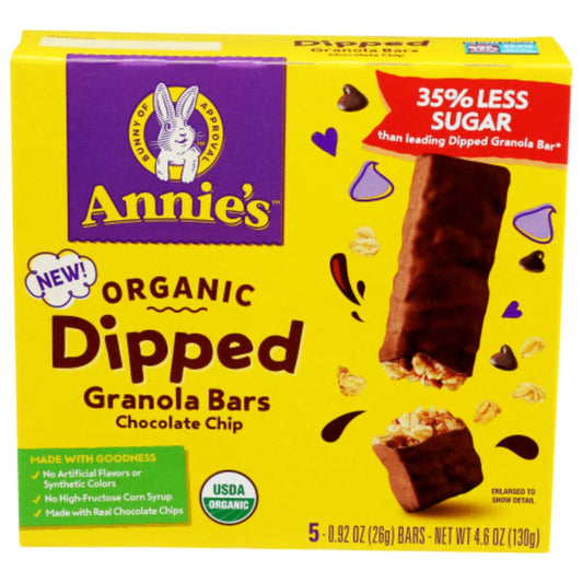 Annie's Homegrown - Organic Chocolate Dipped Granola Bar, 4.6 OZ - (Pack of 12)