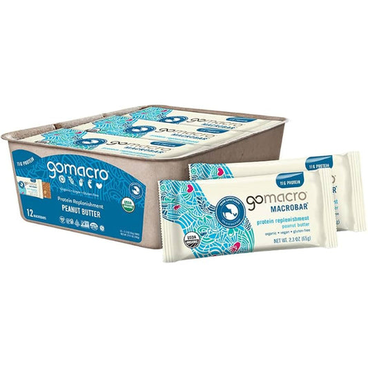 GOMACRO - Peanut Butter Protein Bar 2.3OZ ( Pack of 12)