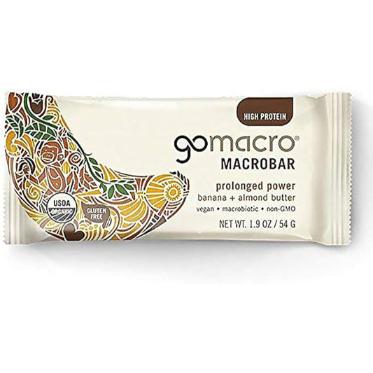 GOMACRO - Banana & Almond Butter Protein Bar 2.3OZ ( Pack of 12)
