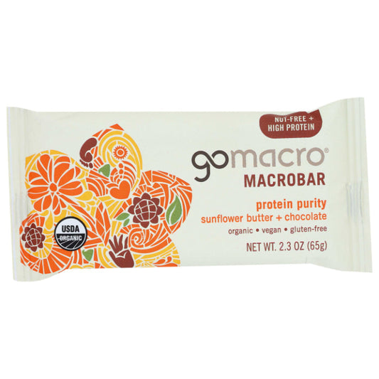 GOMACRO - Sunflower Butter & Chocolate Protein Bar 2.3OZ ( Pack of 12)