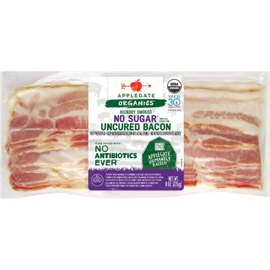 APPLEGATE - Organic No Sugar Bacon 8oz, (Pack of - 12 )