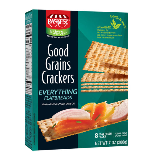 PASKESZ - Good Grains Crackers Everything Flatbread 7OZ ( Pack of 12)