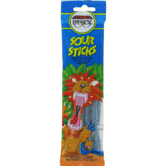 PASKESZ - Sour Sticks Raspberry 1.75OZ ( Pack of 24)