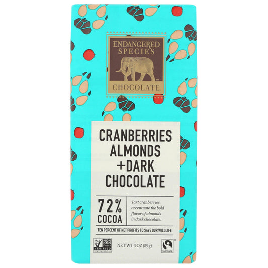 ENDANGERED SPEC - Dark Cranberry Chocolate Bar 3OZ ( Pack of 12)