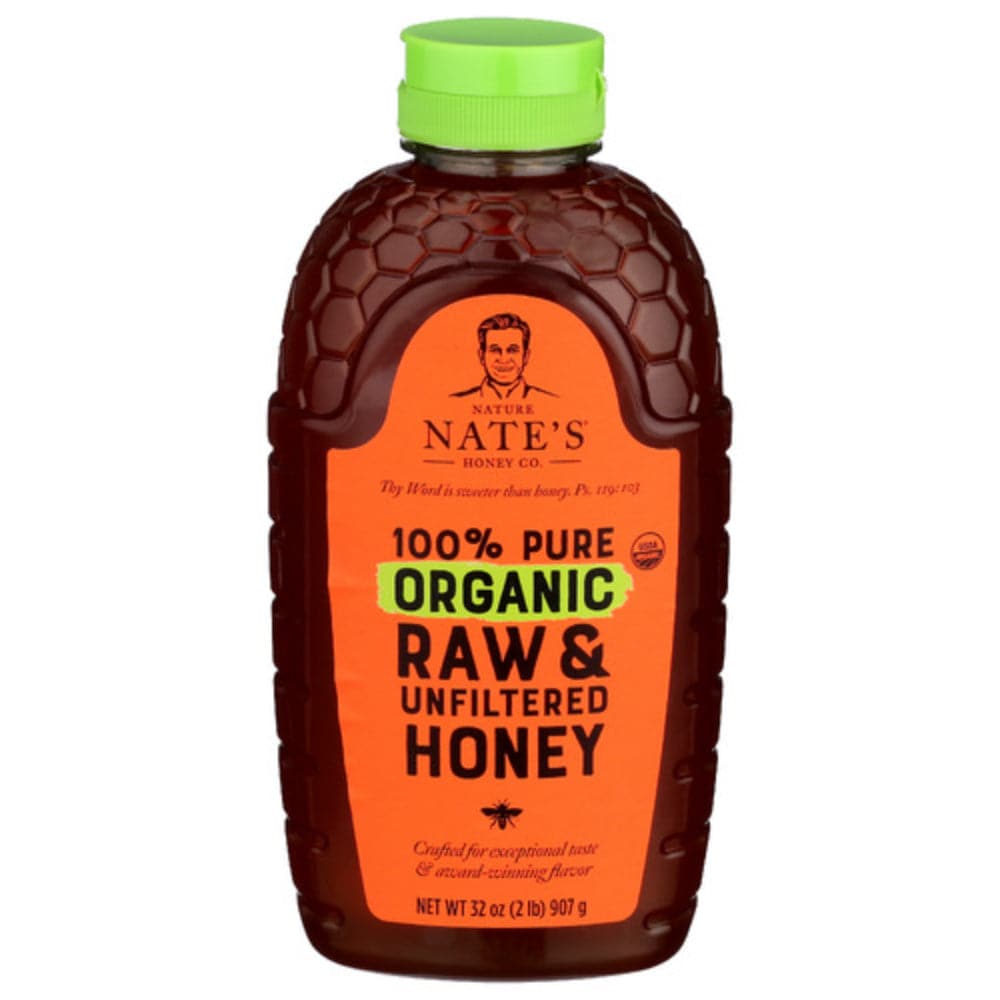 Nature Nate - Organic Honey Pure Raw & Unfiltered  32 OZ - (Pack of 6)