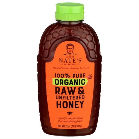 Nature Nate - Organic Honey Pure Raw & Unfiltered  32 OZ - (Pack of 6)