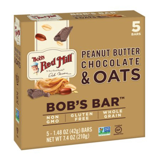 BOBS RED MILL - Bar Oat Peanut Butter Chocolate 5-Pack 7.4OZ ( Pack of 6)
