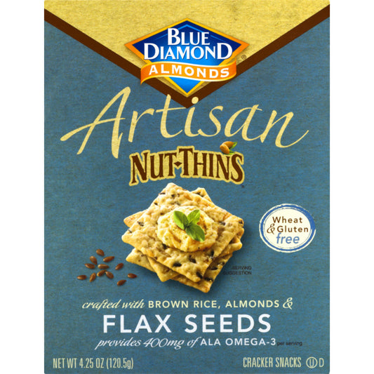BLUE DIAMOND - Nut Thins Flax Crackers 4.25OZ ( Pack of 12)