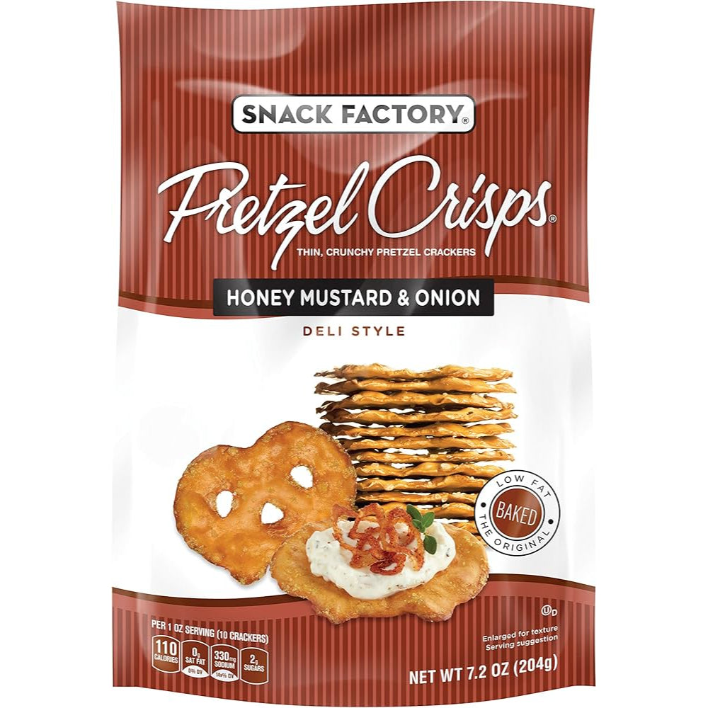 SNACK FACTORY - Honey Mustard & Onion Pretzel Crisps 7.2OZ ( Pack of 12)