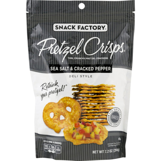 SNACK FACTORY - Sea Salt & Cracked Pepper Pretzel Crisps 7.2OZ ( Pack of 12)