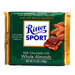 RITTER SPORT - Milk Chocolate Bar with Whole Almonds 3.5OZ ( Pack of 11)