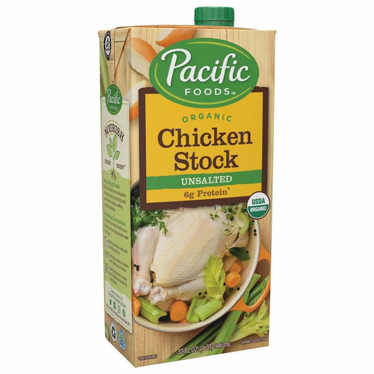 PACIFIC FOODS - Chicken Stock - Unsalted (Organic) 32OZ ( Pack of 12)