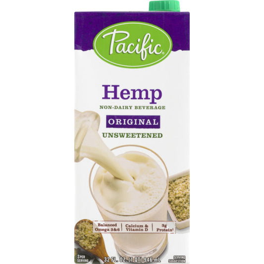 PACIFIC FOODS - Unsweetened Original Hemp Milk 32FO ( Pack of 12)