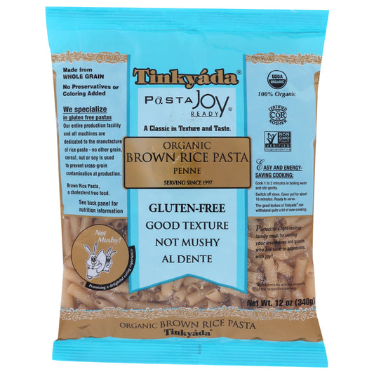 TINKYADA - Organic Brown Rice Pasta Penne 12OZ ( Pack of 12)