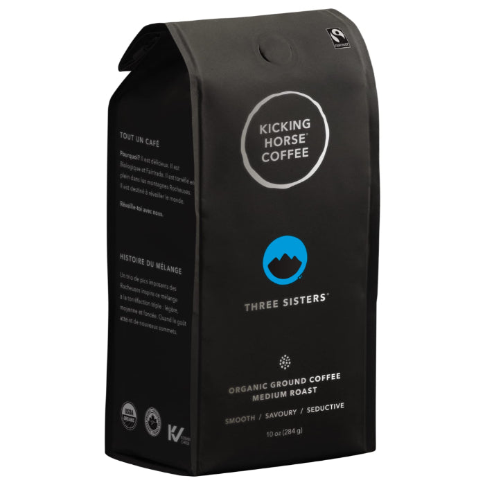 KICKING HORSE - Three Sisters Ground Organic Medium Roast Coffee 10OZ ( Pack of 6)