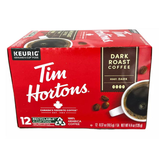 TIM HORTON - Dark Roast Coffee (12 Single-Serve Pods) 4.44OZ ( Pack of 6)