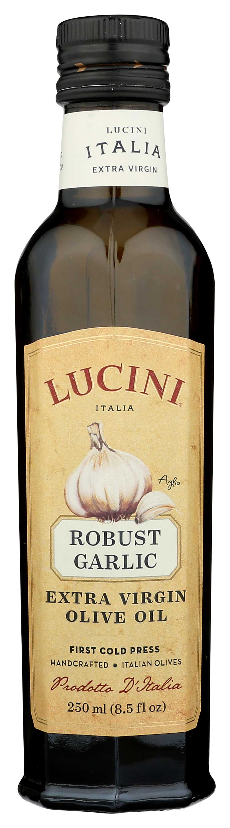 Lucini - Robust Garlic Extra Virgin Olive Oil, 8.5 Oz - Pack of 6