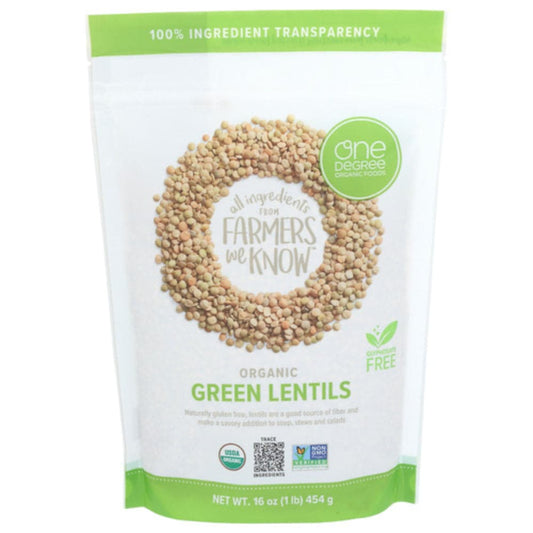 One Degree - Organic Foods Organic Green Lentils, 16oz