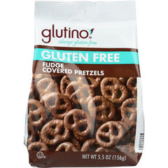 GLUTINO - Gluten Free Fudge Covered Pretzels 5.5OZ ( Pack of 12)