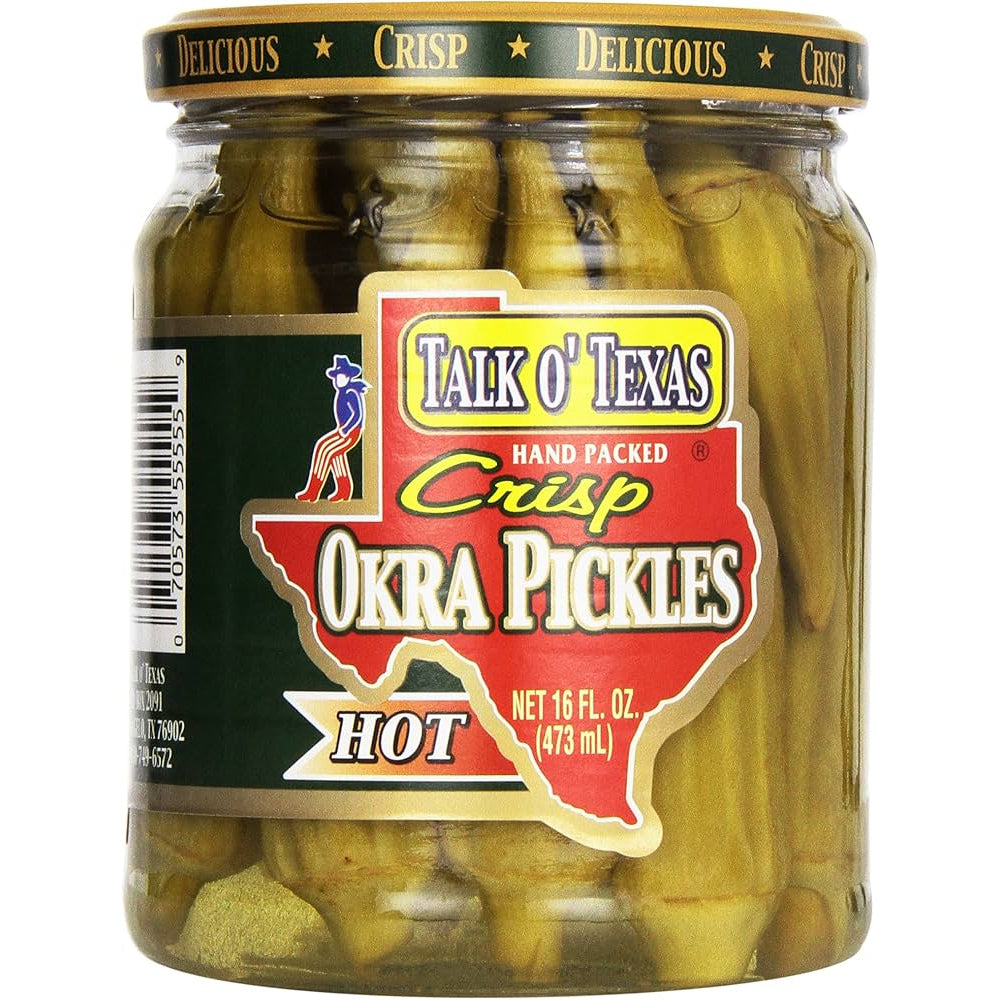 TALK O TEXAS - Okra Pickled Hot 16OZ ( Pack of 12)