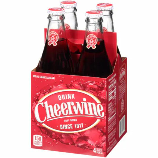 CHEERWINE - Cheerwine Zero Sugar Soda Glass Bottles 4-Pack 48FO ( Pack of 6)