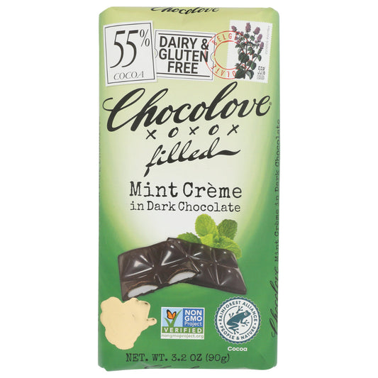 CHOCOLOVE - Dark Chocolate Mint Crème Filled Bar 3.2OZ ( Pack of 10)