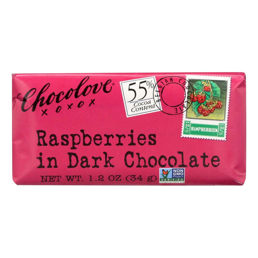 CHOCOLOVE - Chocolove Mini Dark Chocolate Bar with Raspberry 1.3OZ ( Pack of 12)