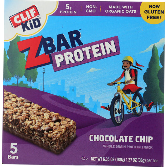 CLIF KID - ZBar Protein Chocolate Chip 5 Bars 6.35OZ ( Pack of 6)