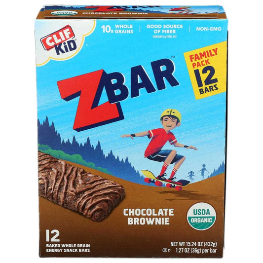 Clif Kid -Zbar Organic Chocolate Brownie Snack Bars, 12Pc 15.24 OZ - Pack of 6