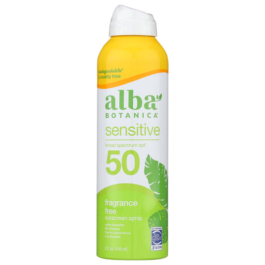ALBA BOTANICA - Sensitive Spf50 Fragrance Free Sunscreen Spray 5OZ ( Pack of 1)