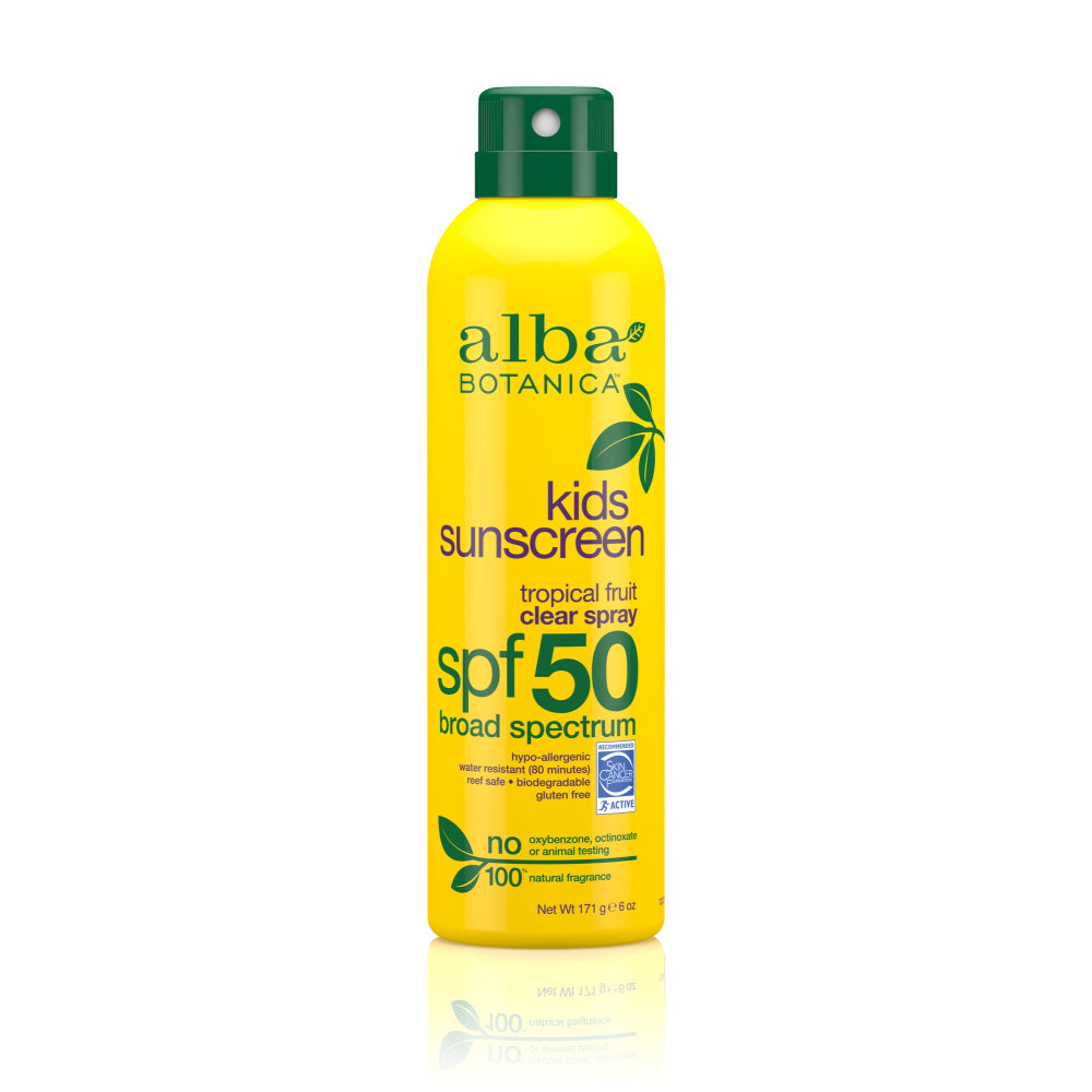 ALBA BOTANICA - Tropical Fruit Spf50 Clear Spray Kids Sunscreen 5OZ ( Pack of 1)