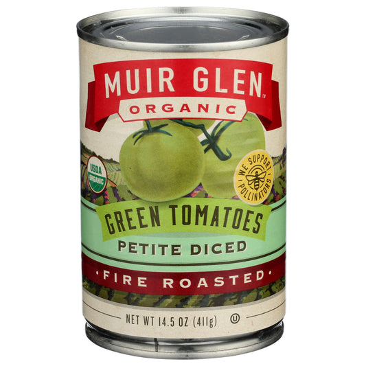 MUIR GLEN - Organic Petite Diced Green Tomatoes Fire Roasted 14.5OZ ( Pack of 12)