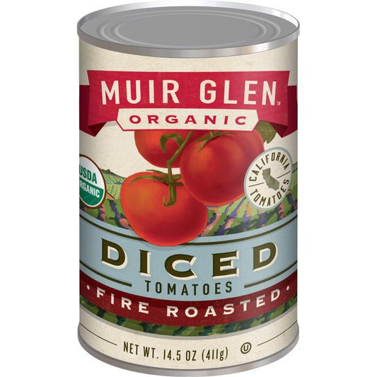 MUIR GLEN - Organic Diced Tomatoes Fire Roasted 14.5OZ ( Pack of 12)