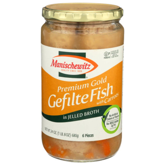 Manischewitz - Premium Gold Gefilte Fish with Carrots in Jelled Broth, 24 Oz